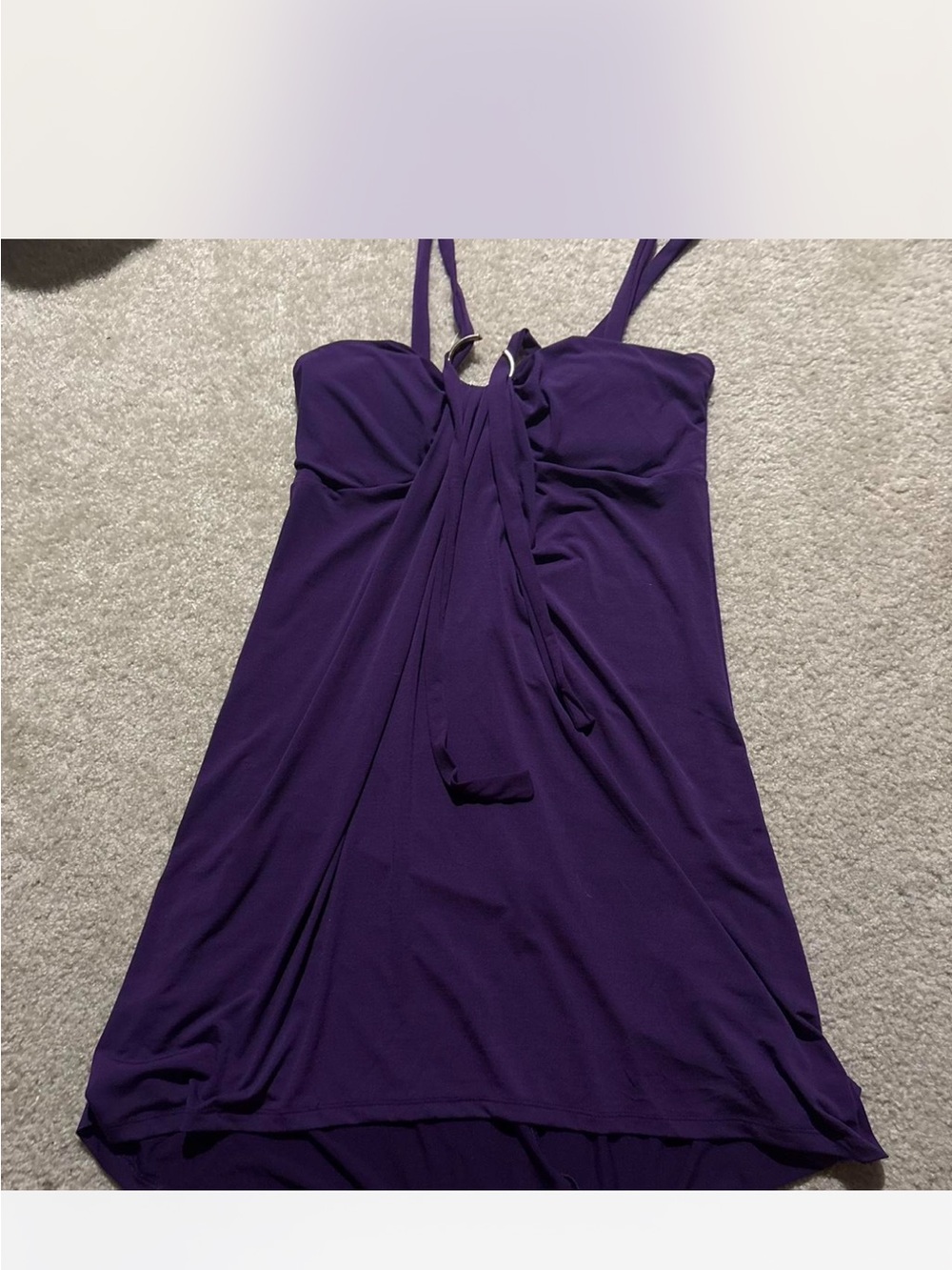 VENUS Purple Mini Dress with Tie Front